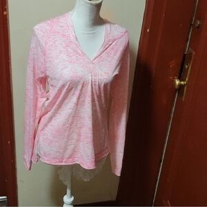 Kavio! Women's V-neck Pink Longsleeve Hoodie Top Size Small
